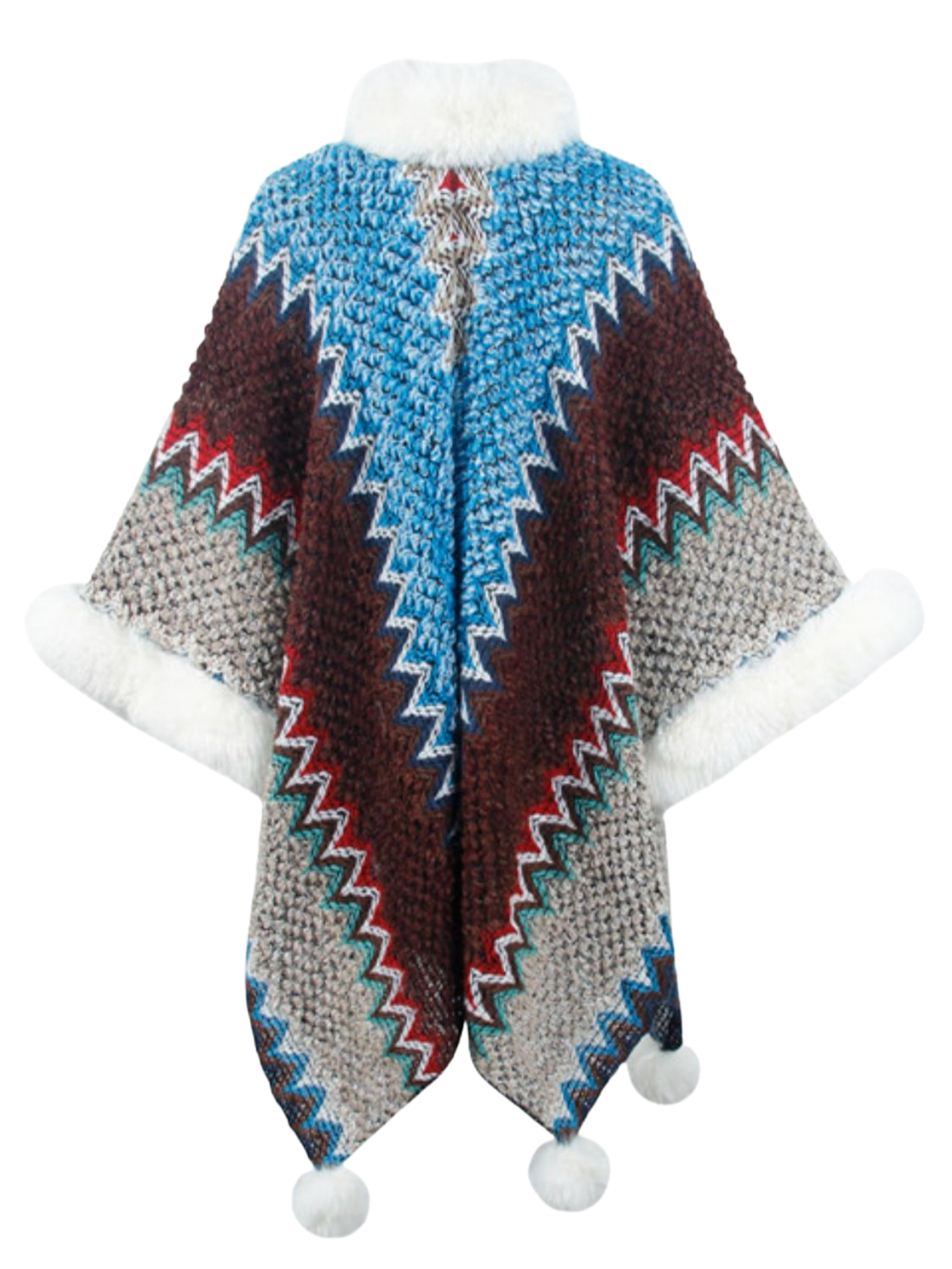 Color Block Open Front Poncho