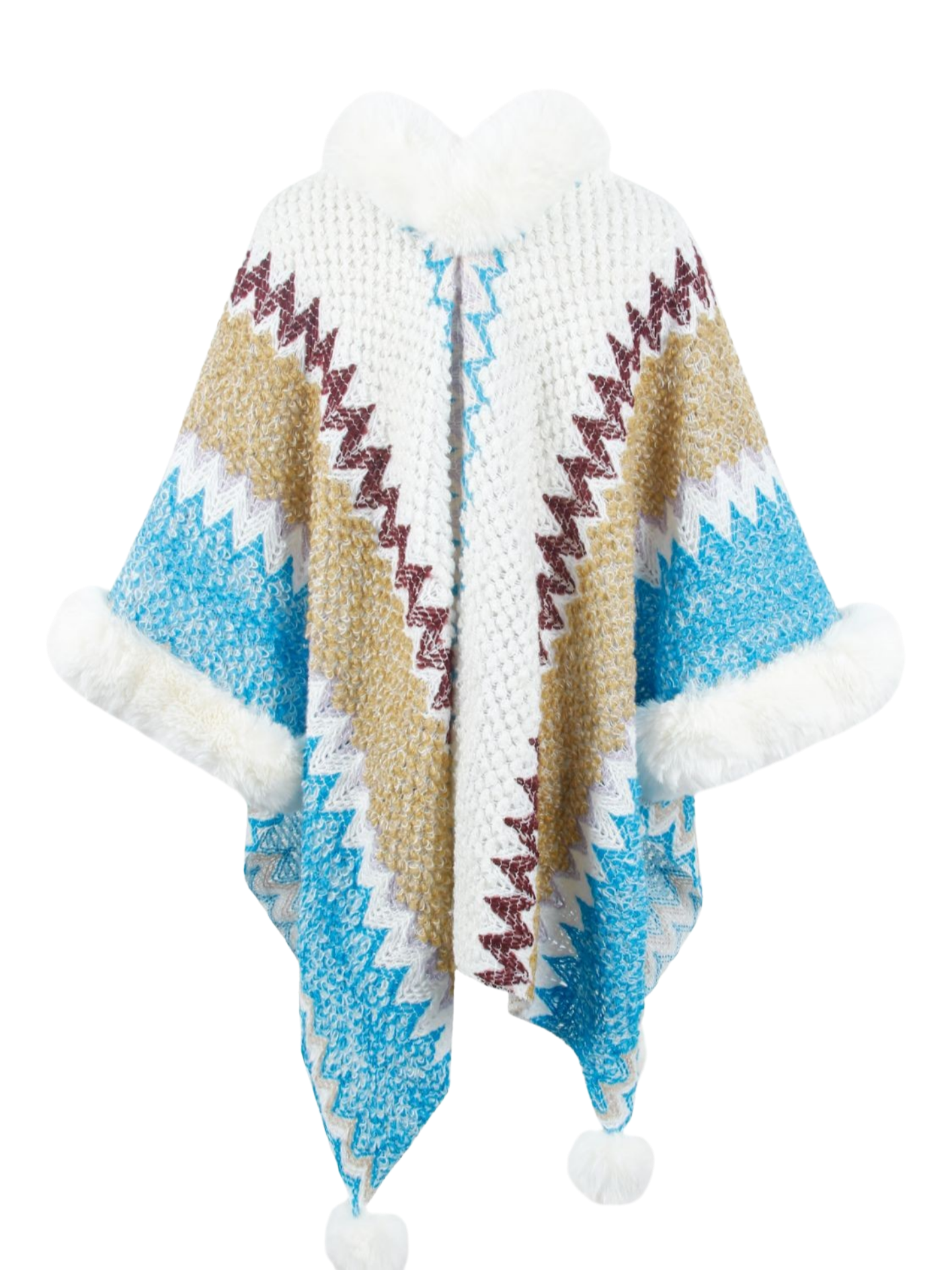 Color Block Open Front Poncho