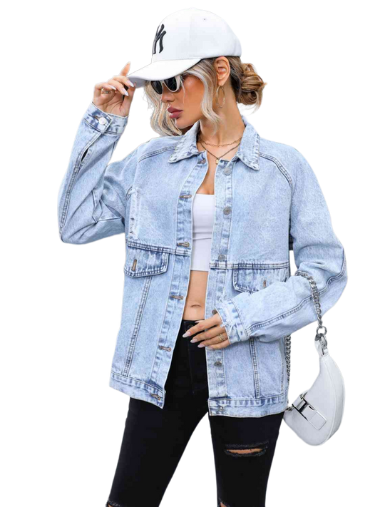 Distressed Denim Shacket