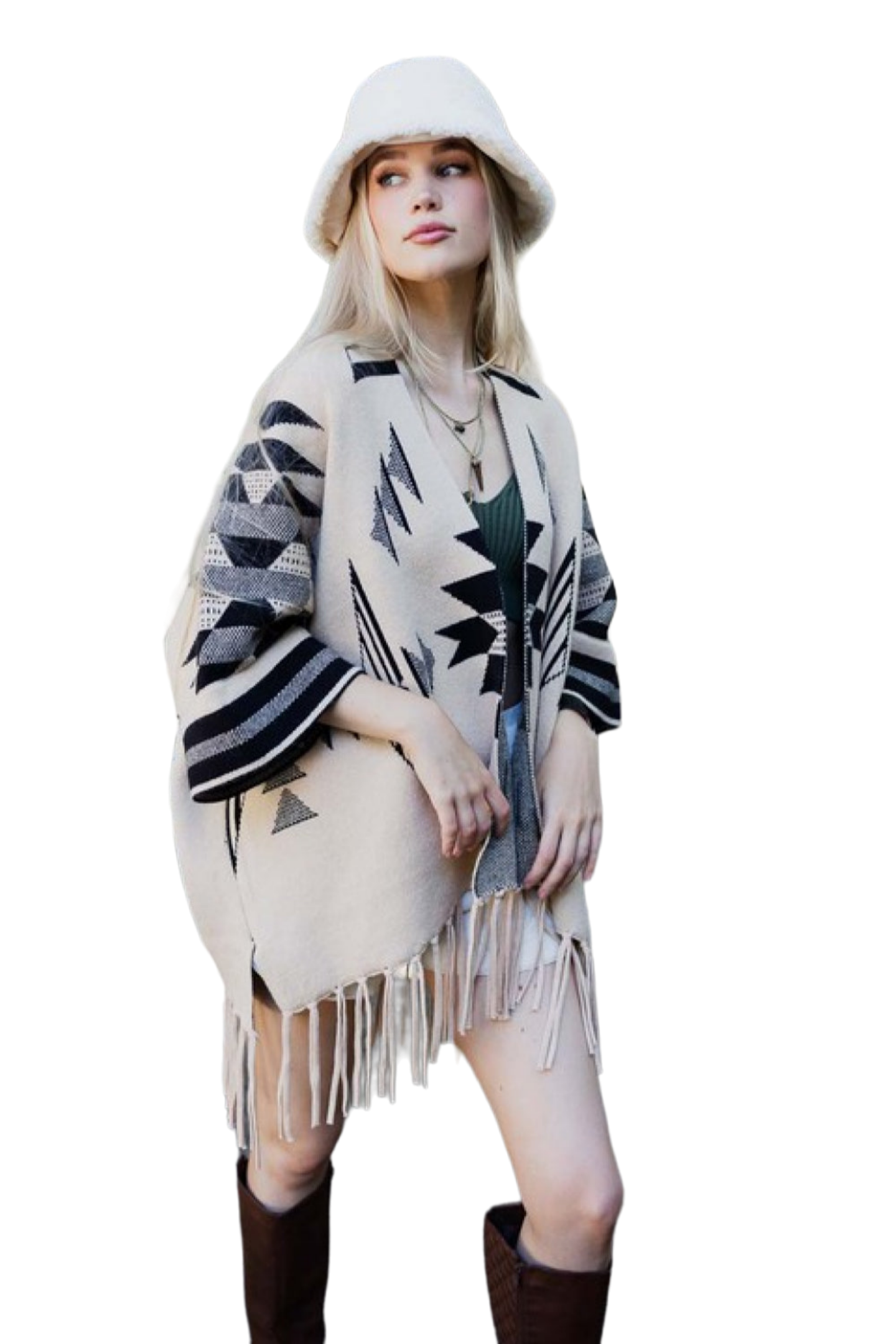 Leto Muir Woods Geometric Print Cardigan