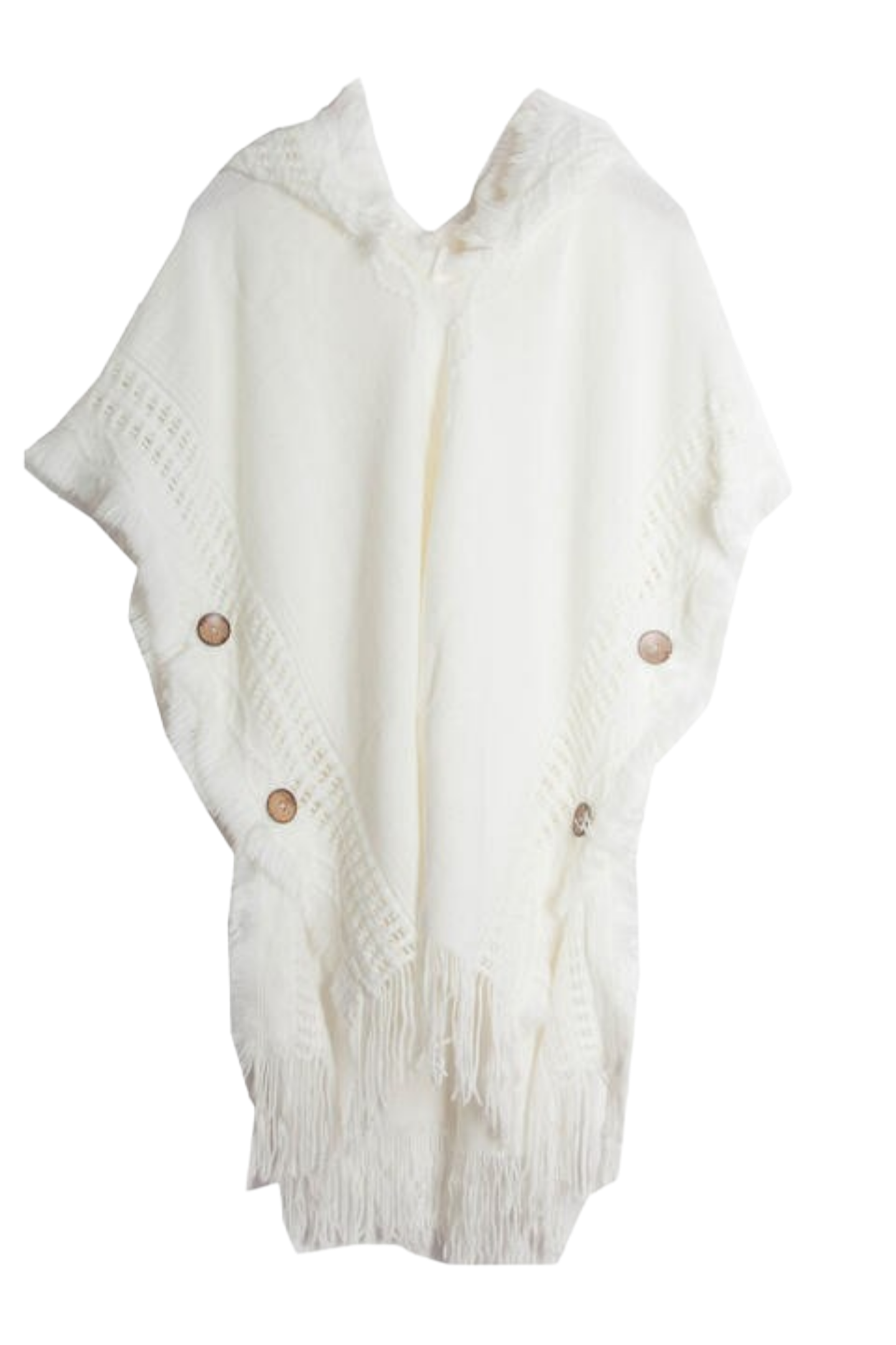 Fringe Hem Hooded Poncho