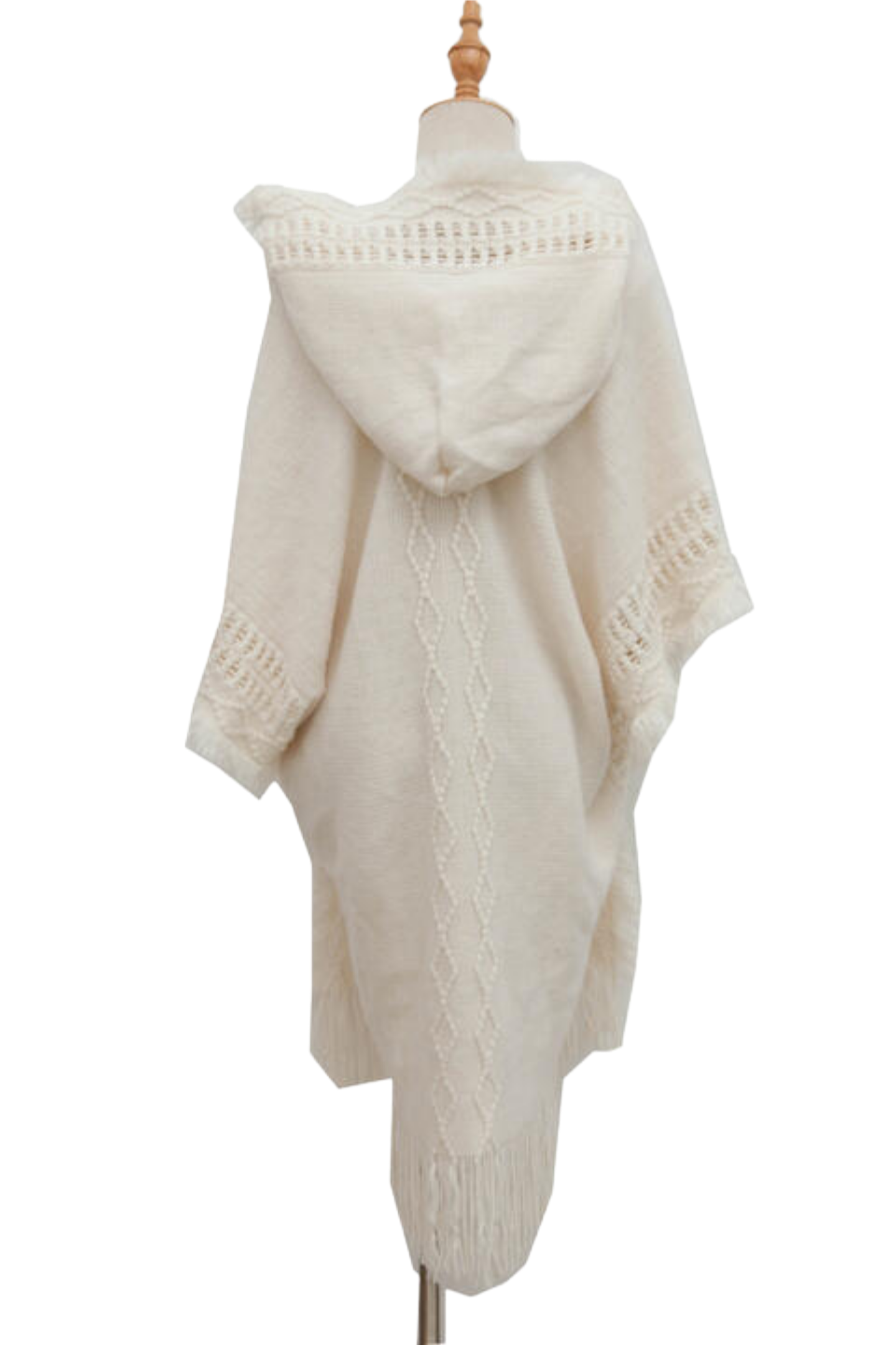 Fringe Hem Hooded Poncho