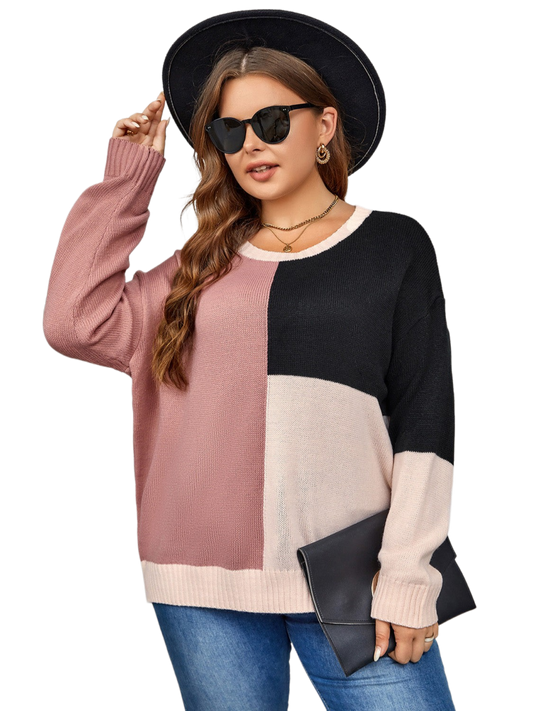 Color Block Long Sleeve Sweater