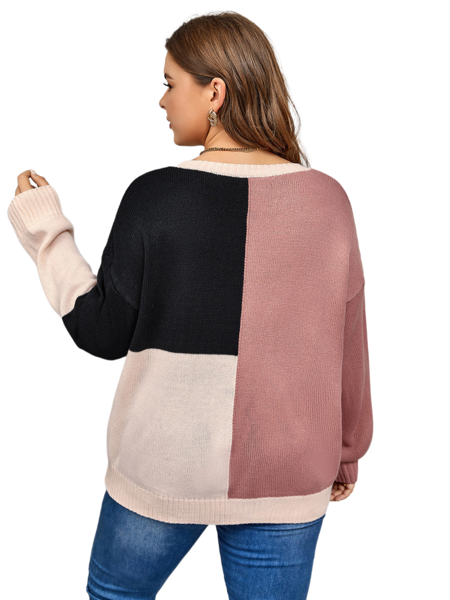 Color Block Long Sleeve Sweater