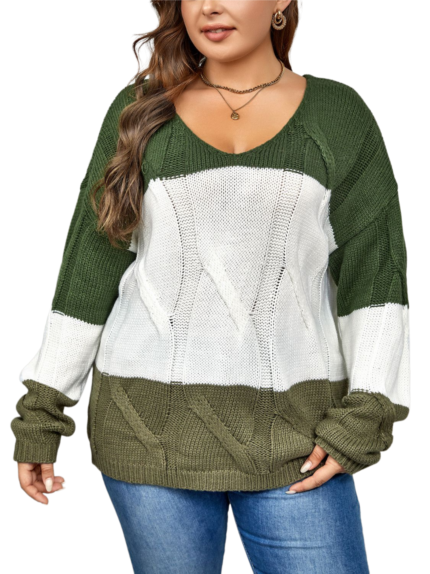 Color Block Long Sleeve Sweater