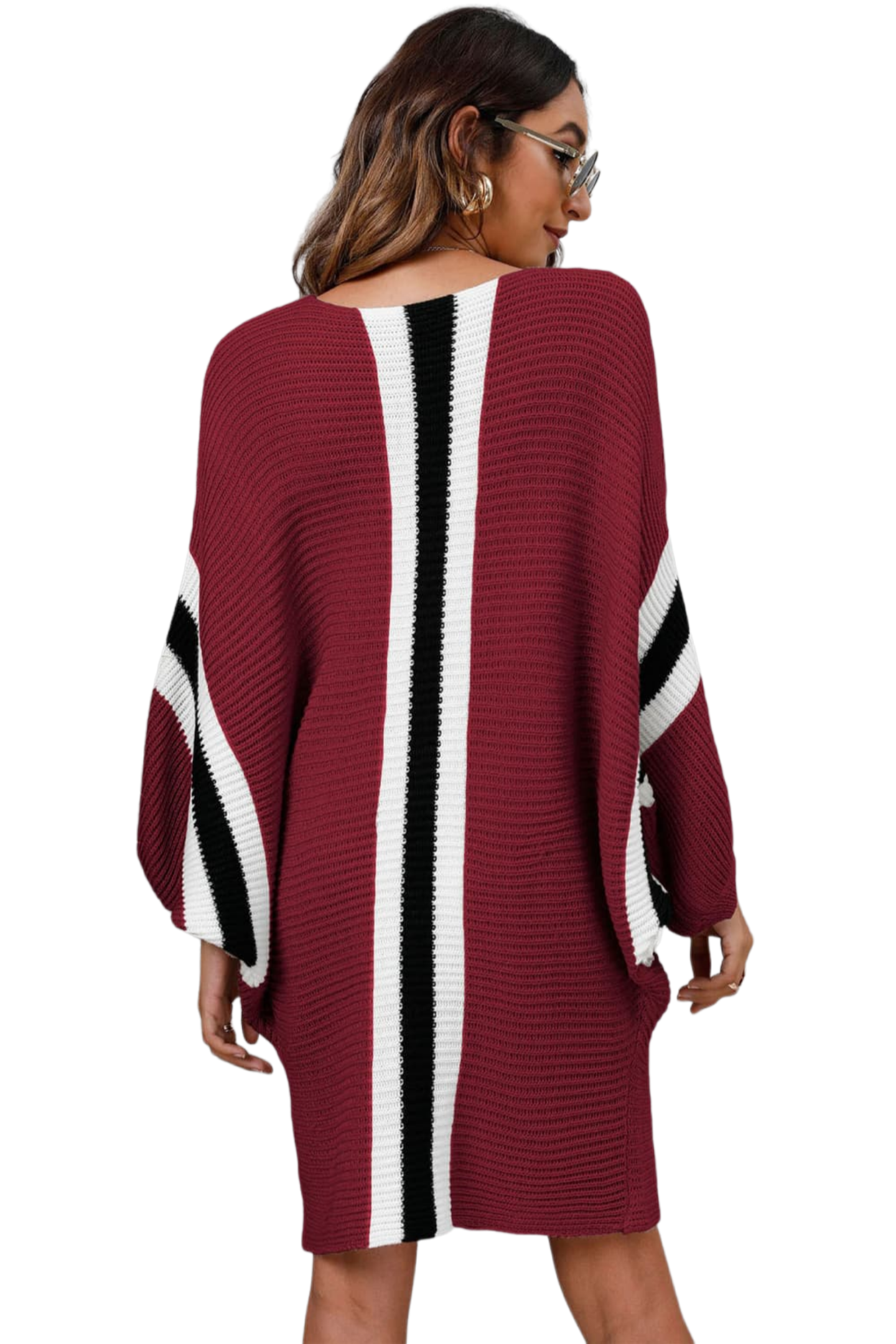 Ribbed Round Neck Long Sleeve Sweater Dress