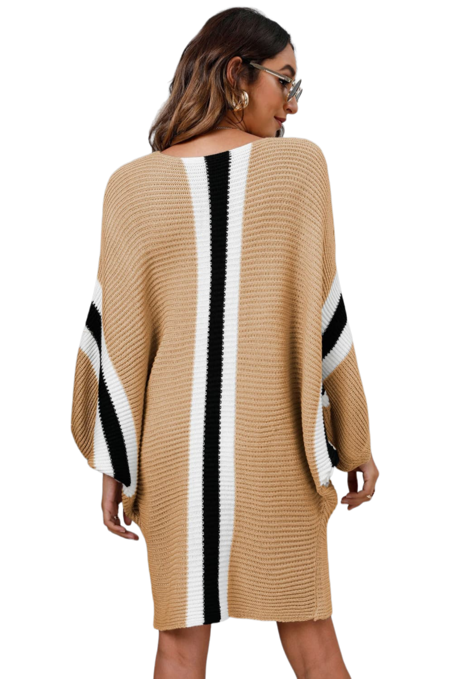 Ribbed Round Neck Long Sleeve Sweater Dress