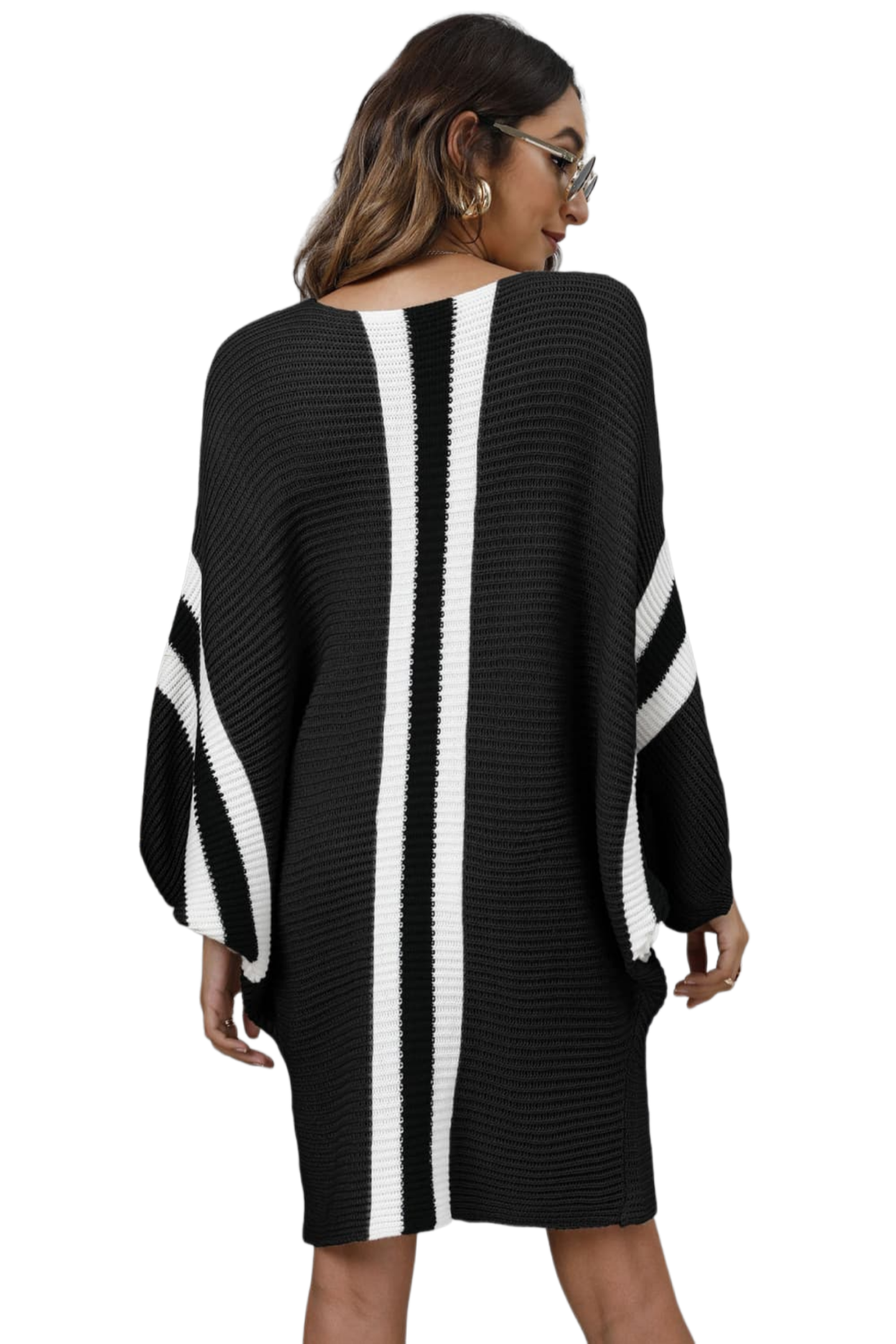 Ribbed Round Neck Long Sleeve Sweater Dress