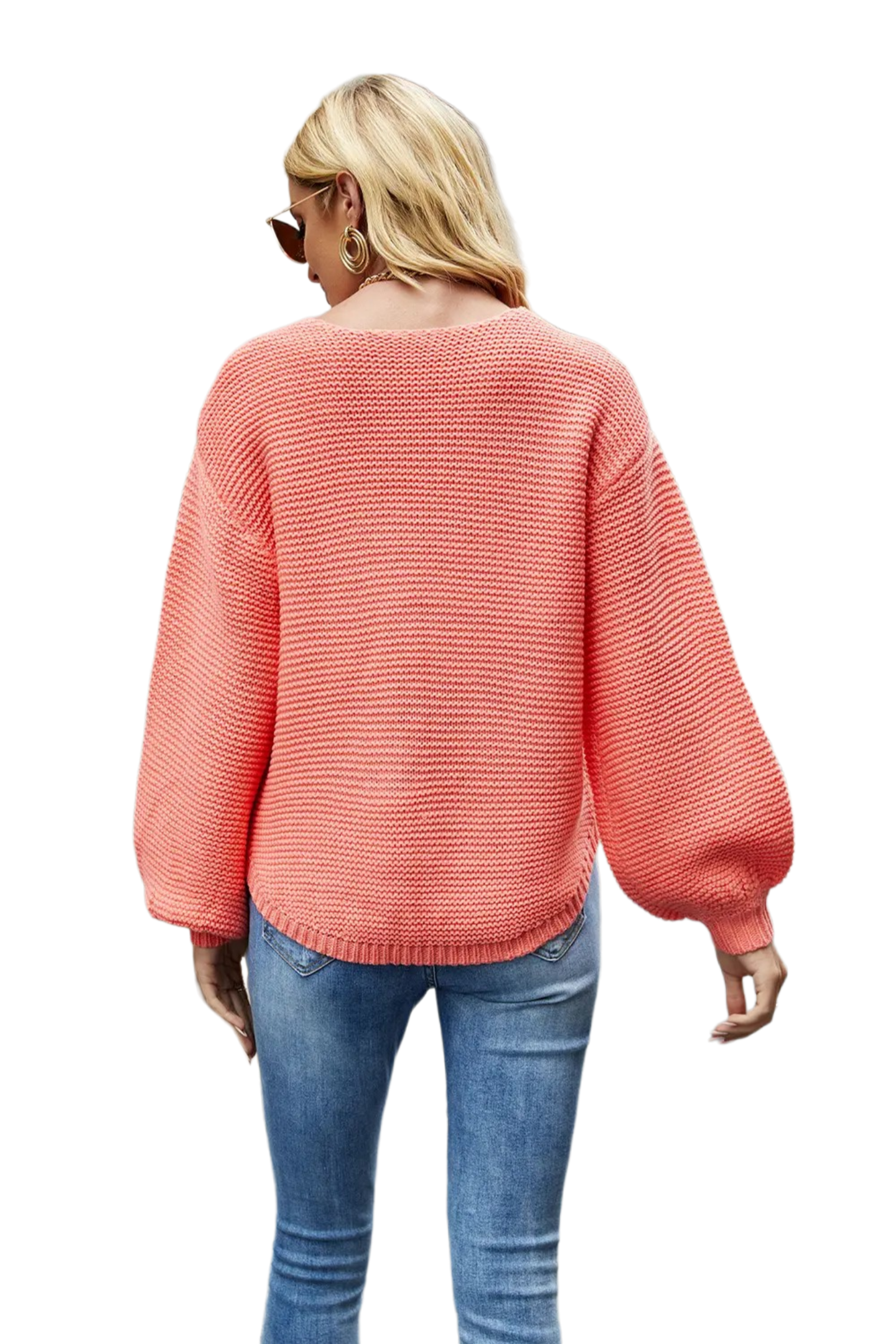 Round Neck Lantern Sleeve Sweater