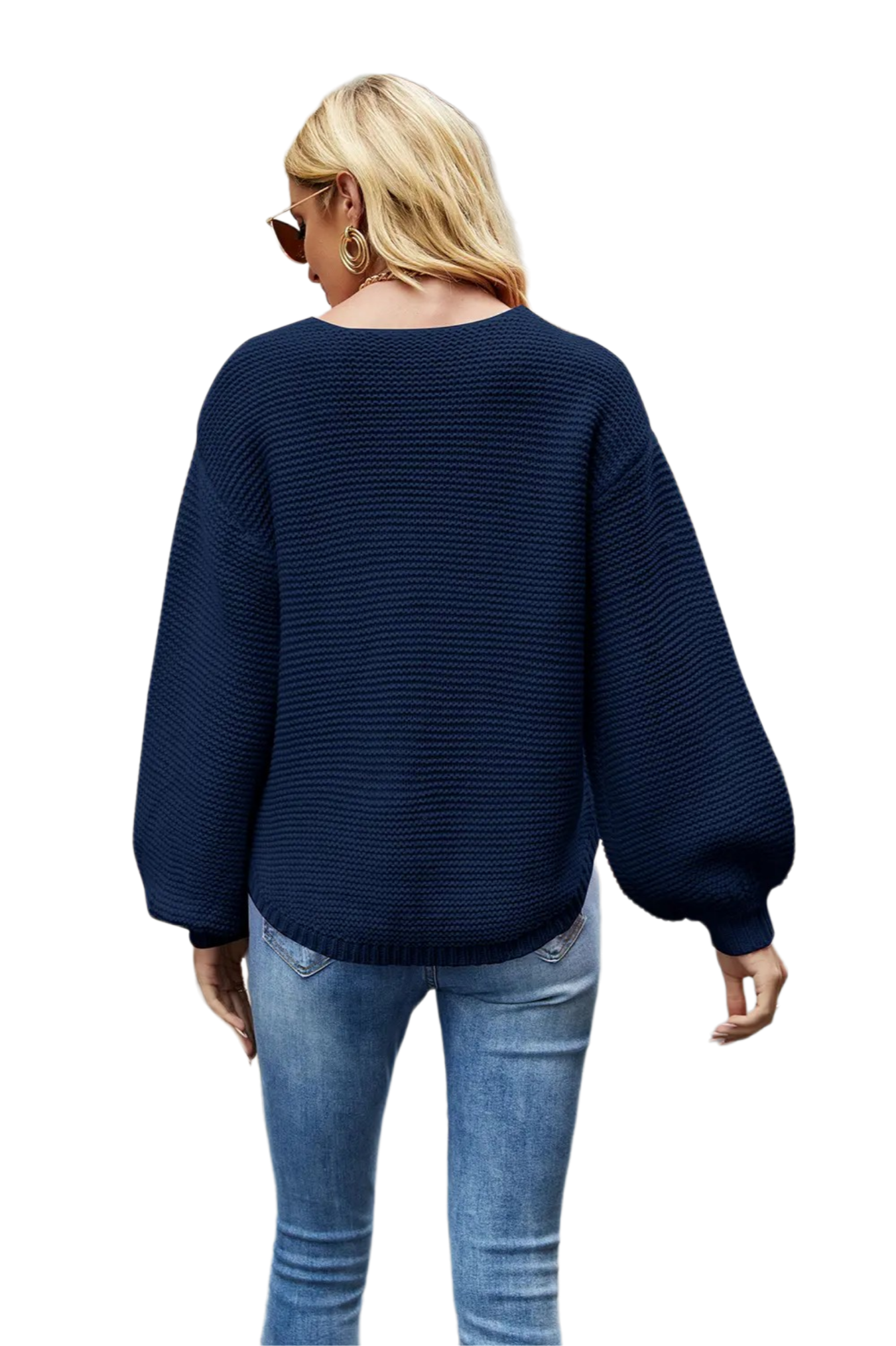 Round Neck Lantern Sleeve Sweater