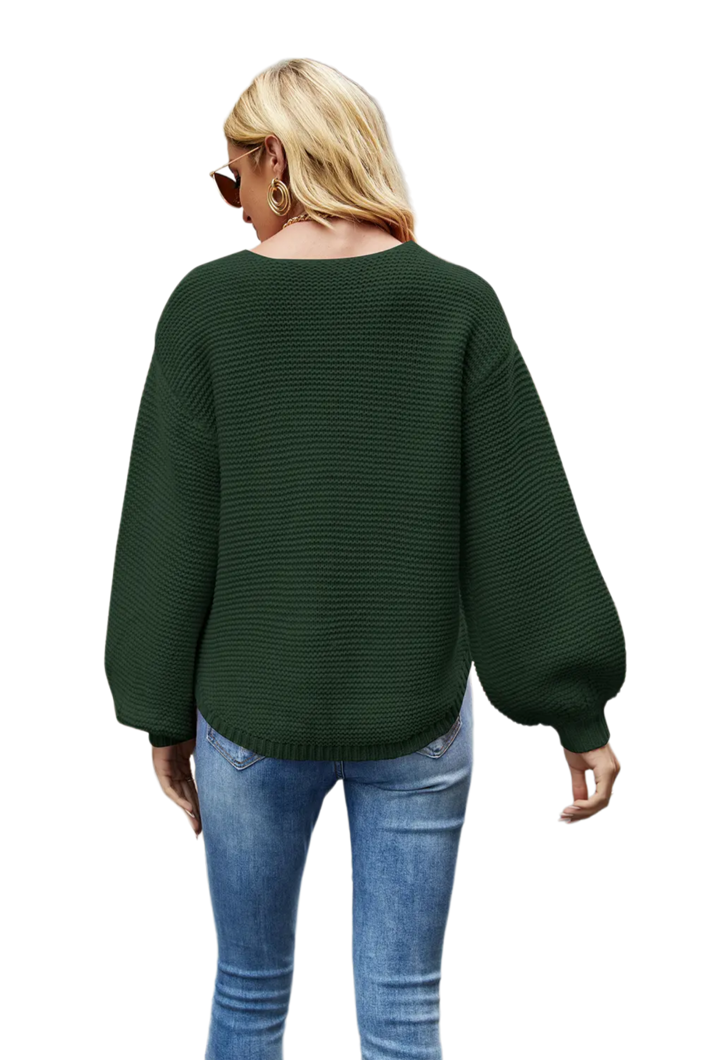 Round Neck Lantern Sleeve Sweater