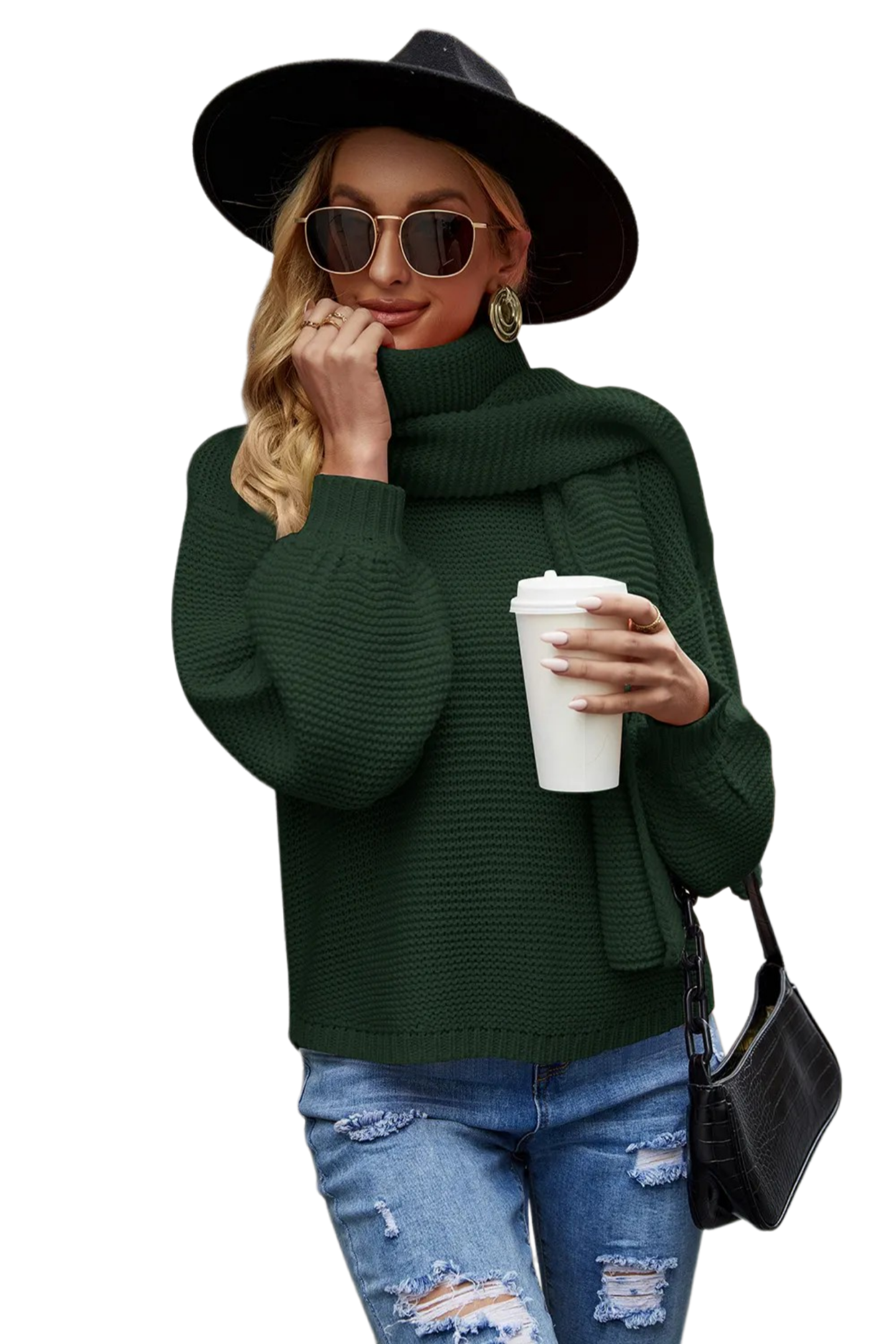 Round Neck Lantern Sleeve Sweater