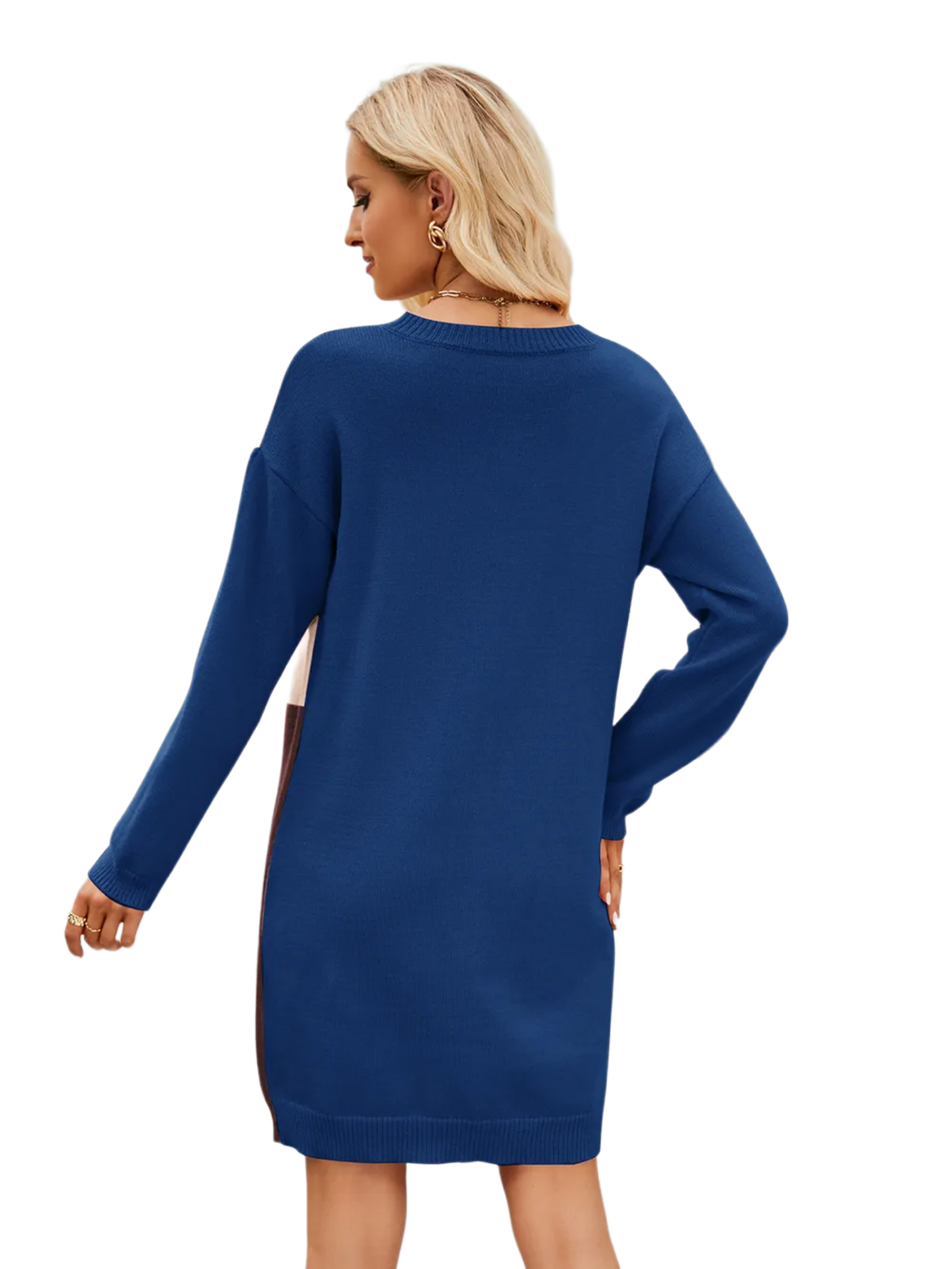 Color Block Dropped Shoulder Sweater Dress