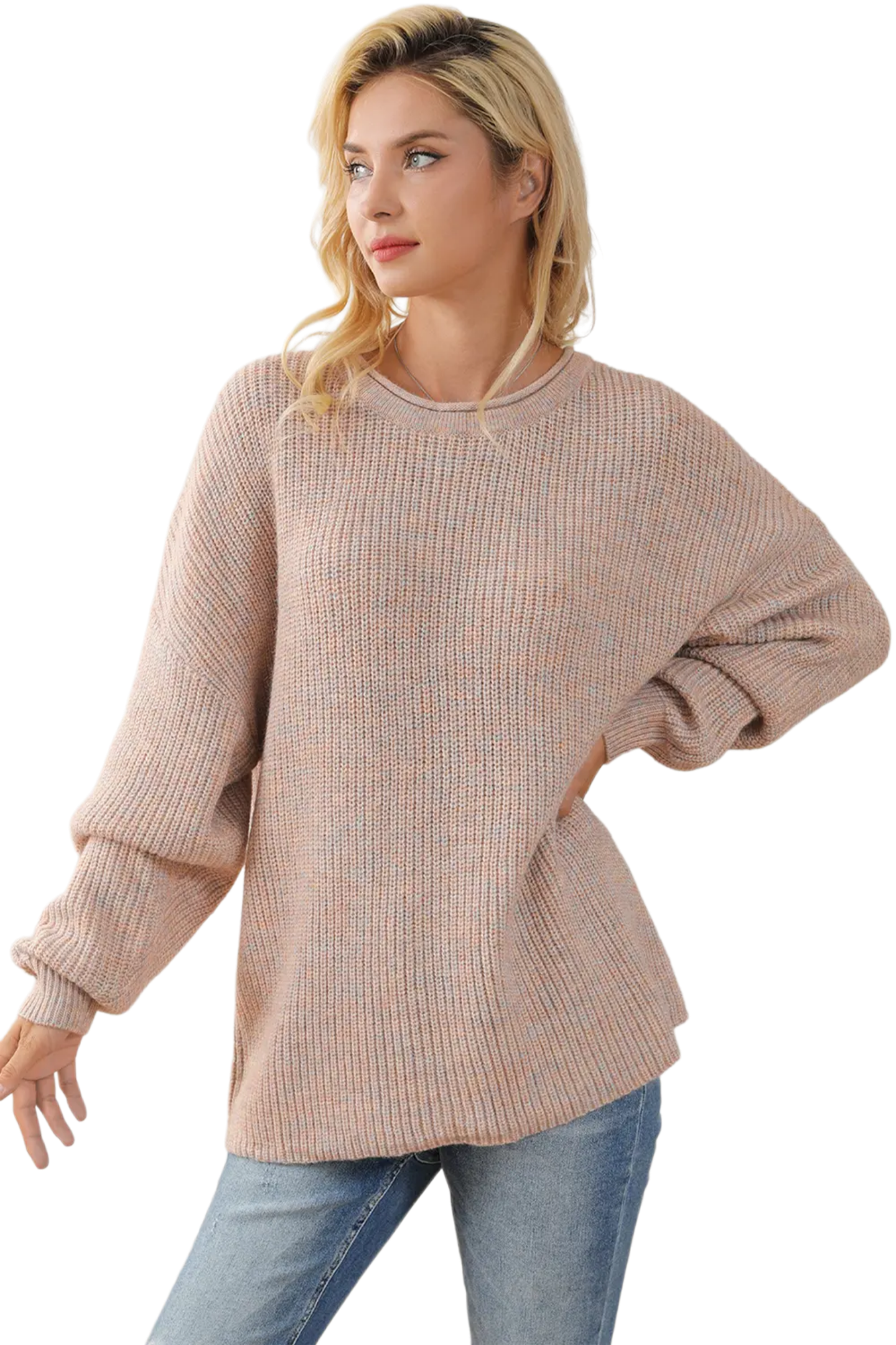 Round Neck Drop Shoulder Sweater