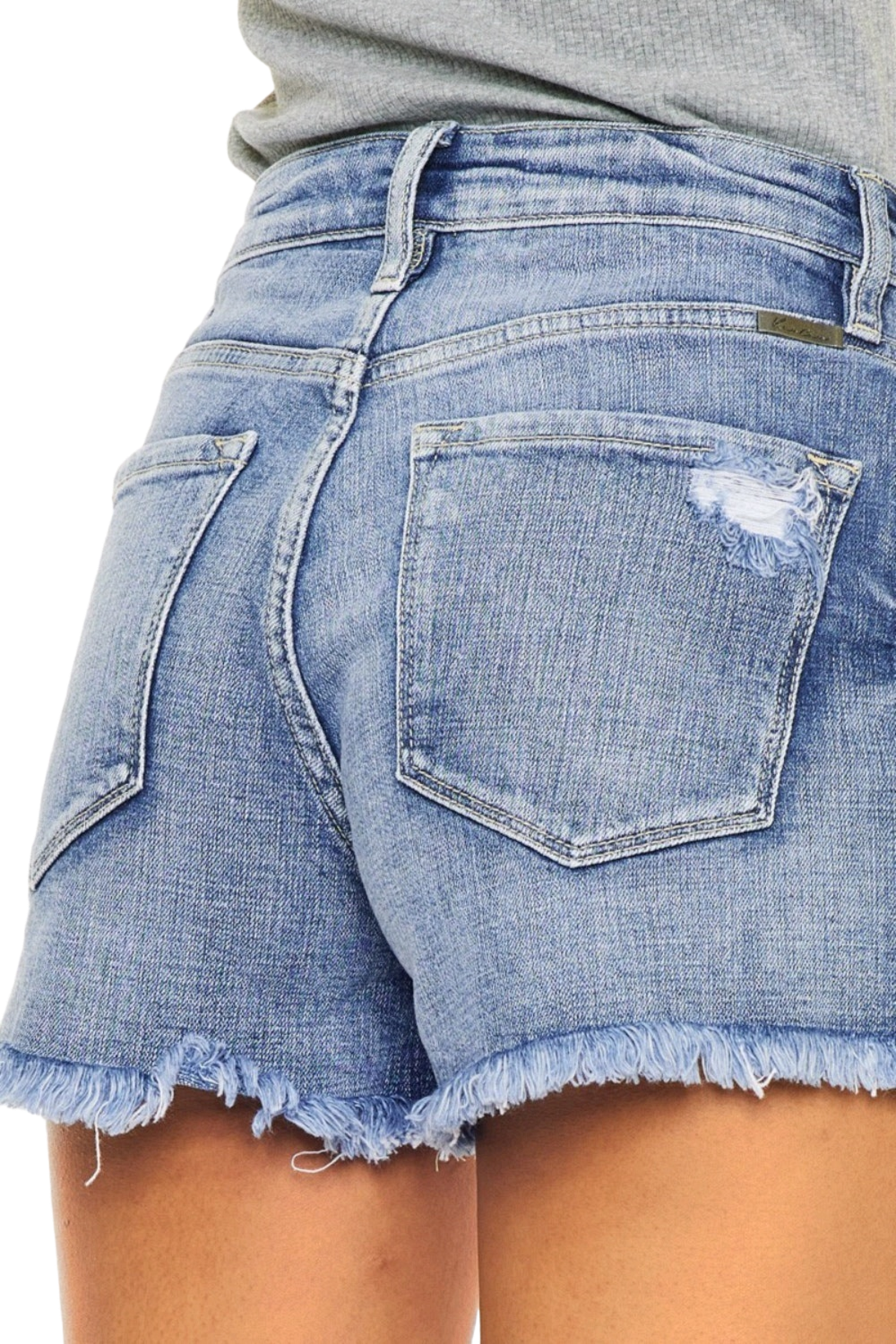 Kancan Distressed Raw Hem Denim Shorts