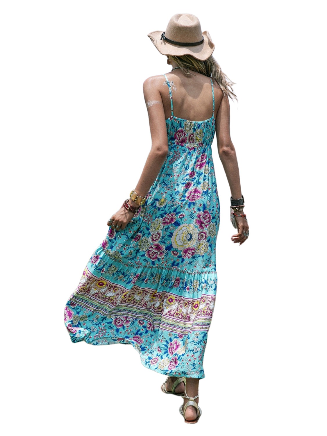 Printed Scoop Neck Sleeveless Maxi Dress