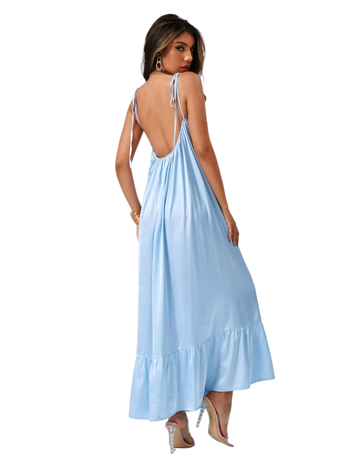 Tie Shoulder Backless Maxi Dress