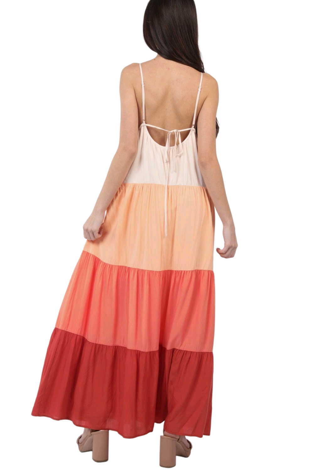 VERY J Color Block Tiered Maxi Cami Dress