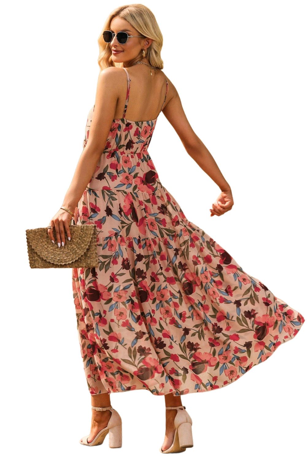 Floral Frill Trim Spaghetti Strap Dress