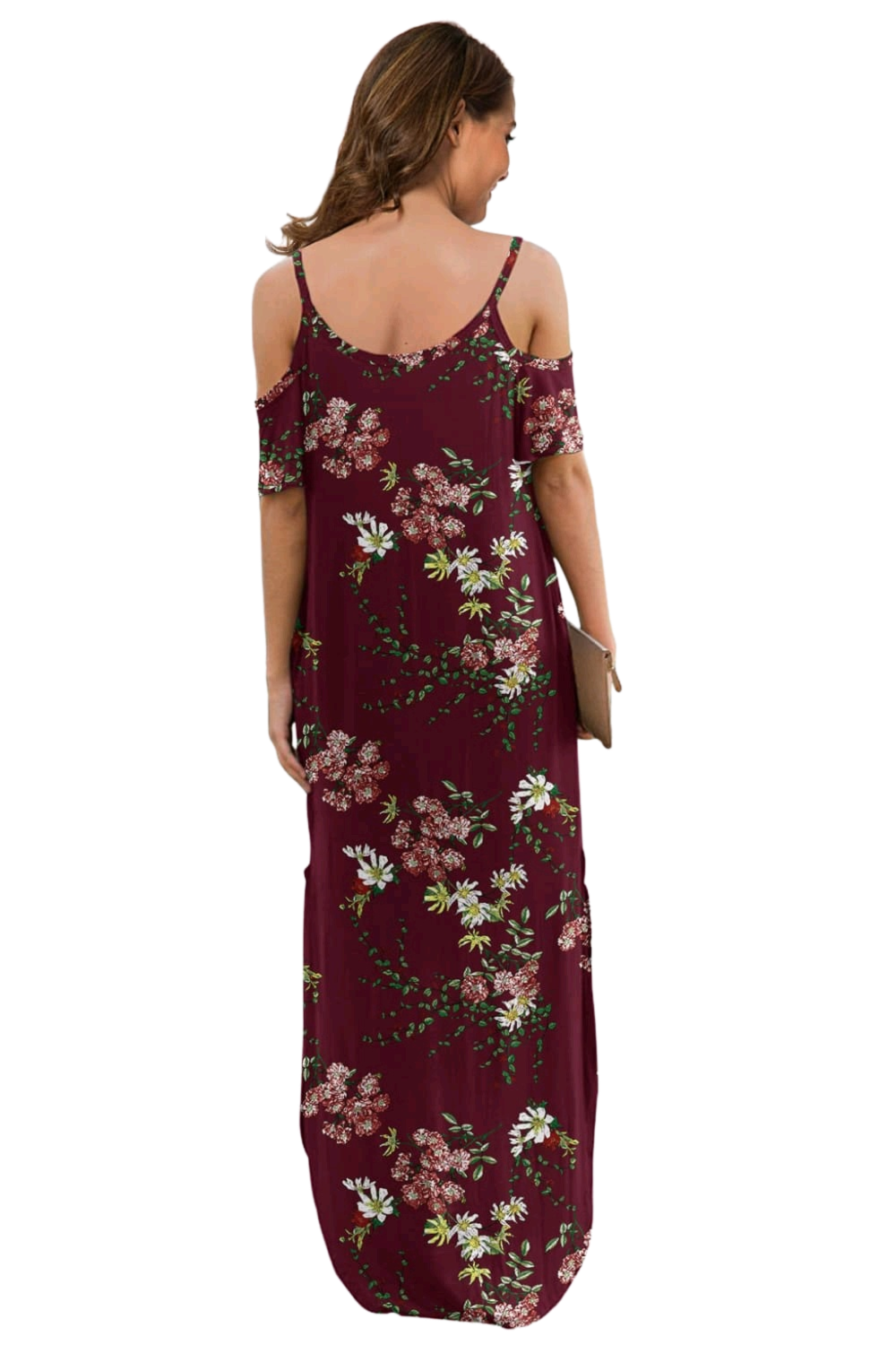 Slit Scoop Neck Cold-Shoulder Maxi Dress