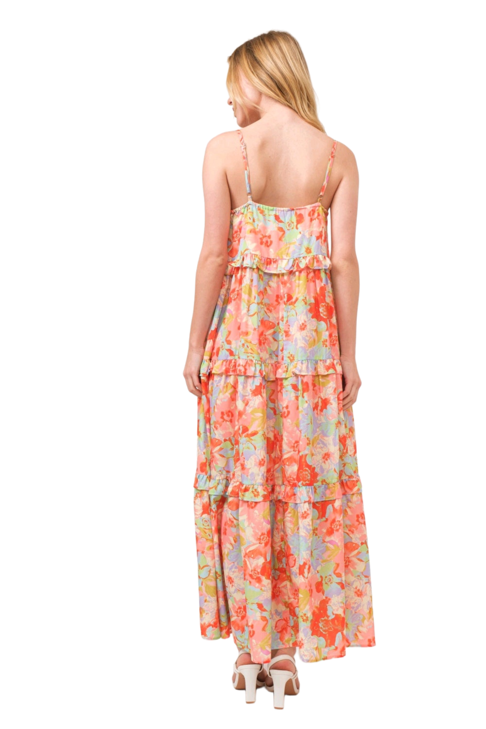 And The Why Floral Ruffled Tiered Maxi Cami Dress