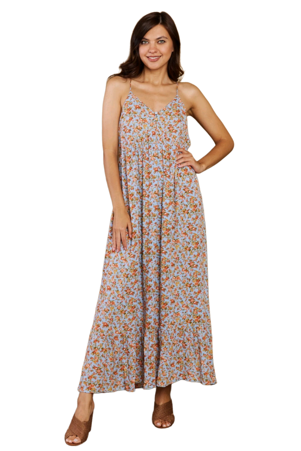 HEYSON Take Your Chances Full Size Floral Halter Neck Maxi Dress