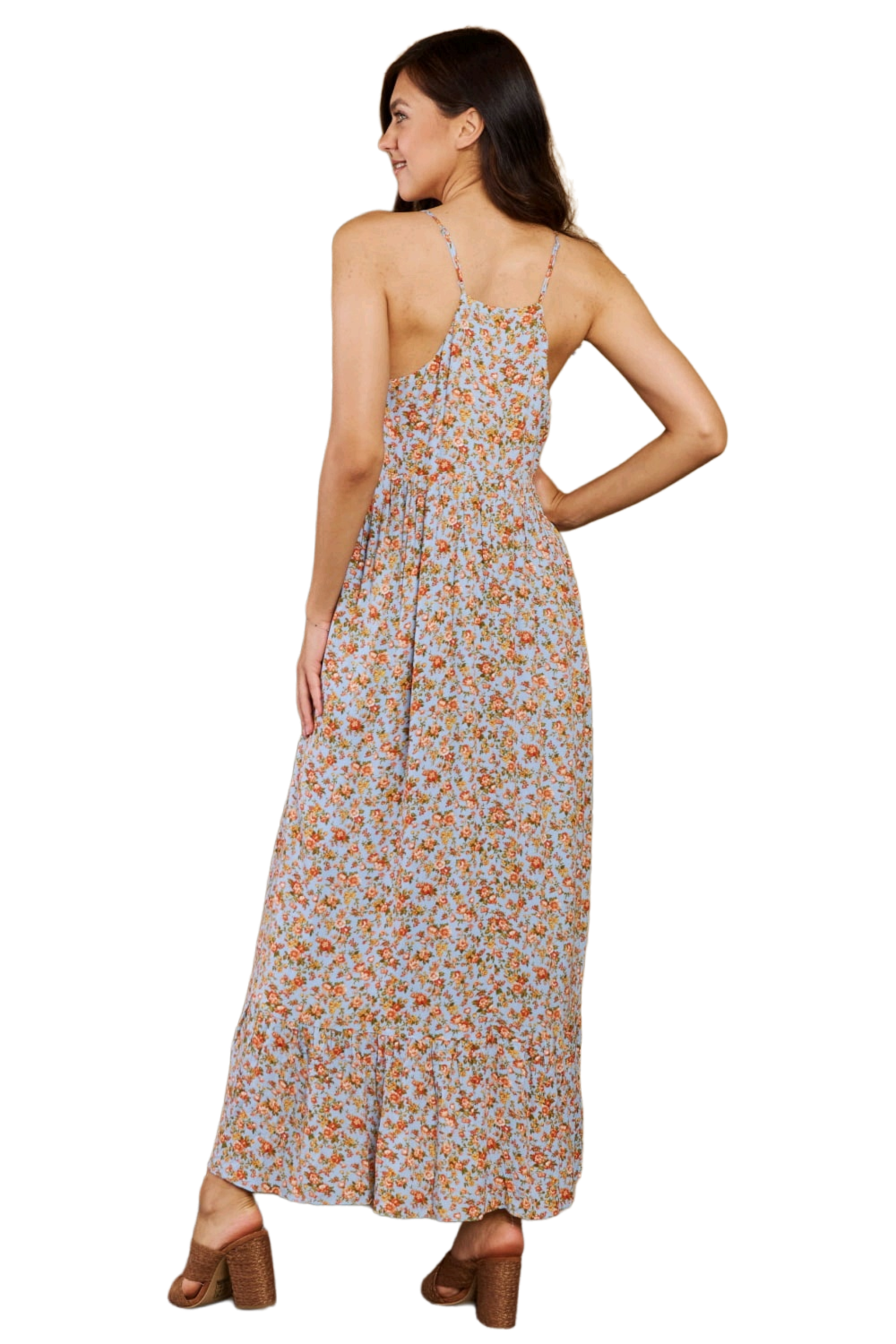 HEYSON Take Your Chances Full Size Floral Halter Neck Maxi Dress