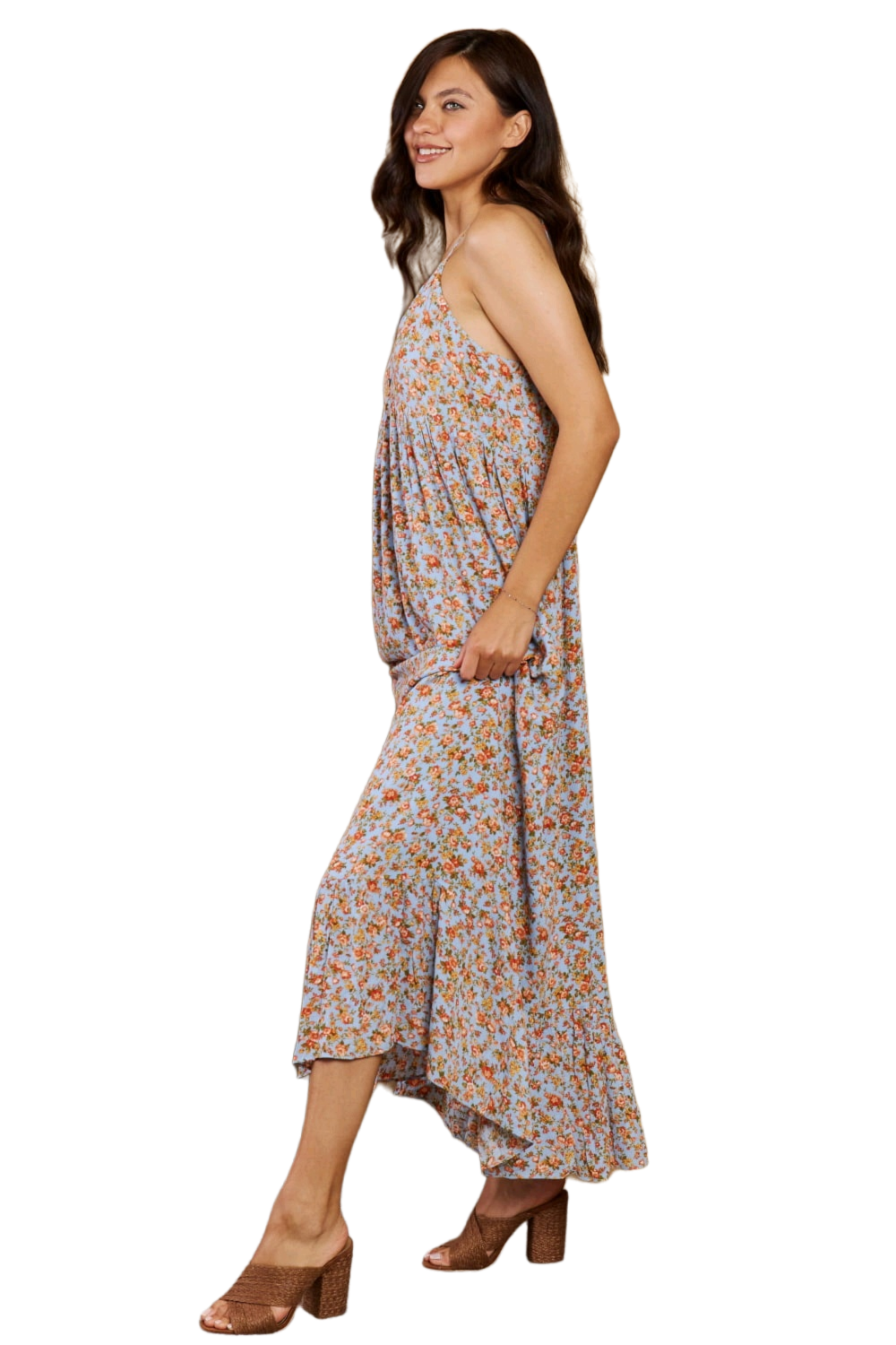 HEYSON Take Your Chances Full Size Floral Halter Neck Maxi Dress