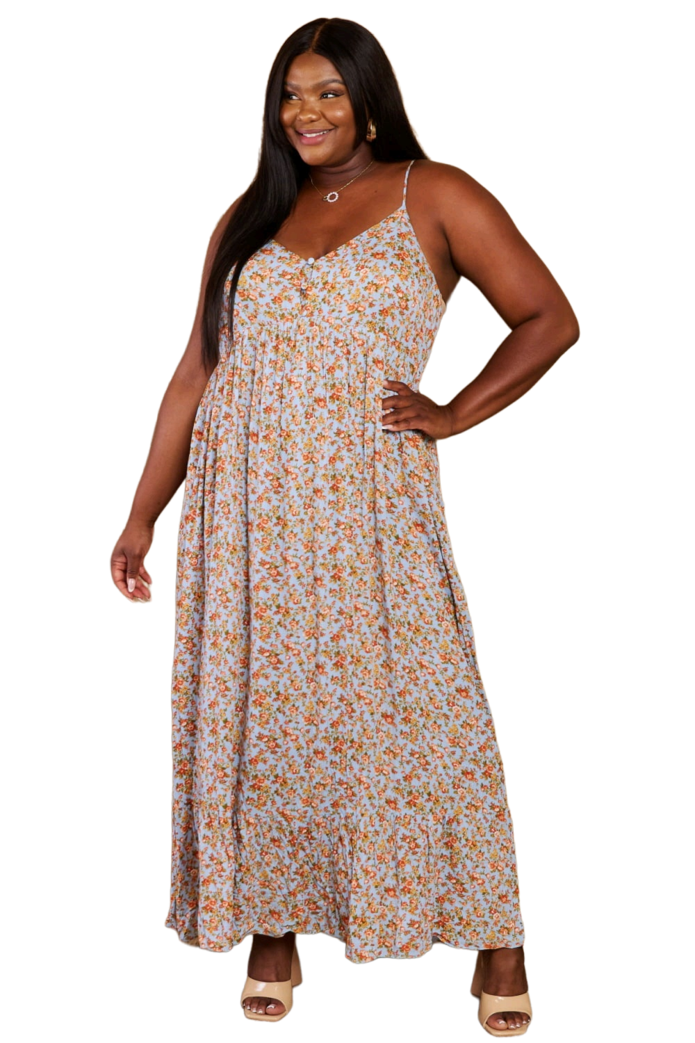 HEYSON Take Your Chances Full Size Floral Halter Neck Maxi Dress