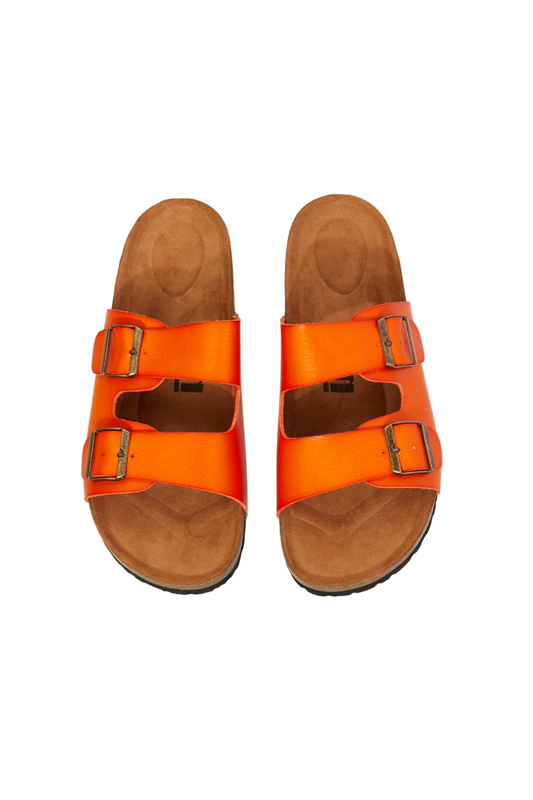 MMShoes Feeling Alive Double Banded Slide Sandals in Orange
