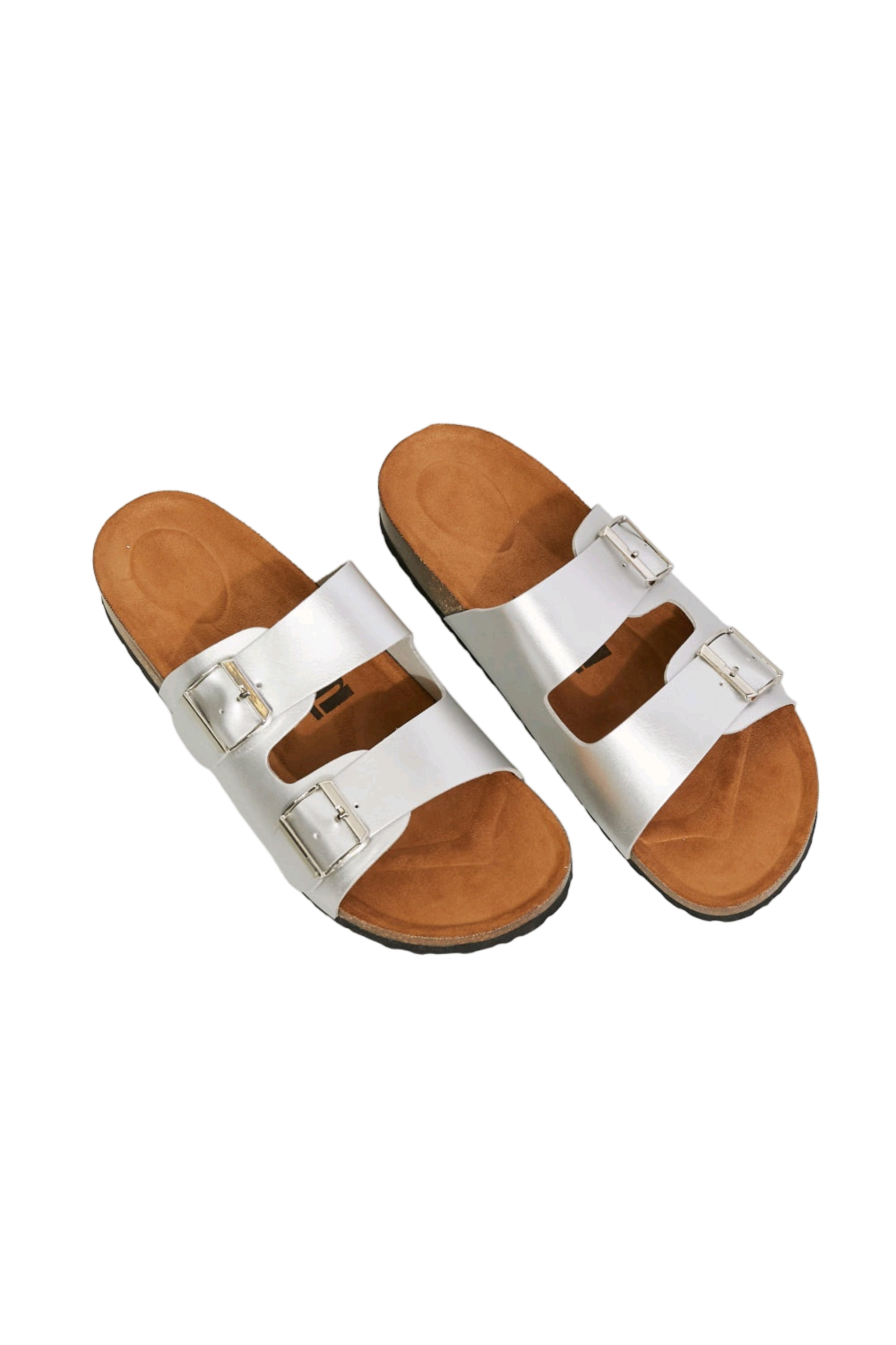MMShoes Best Life Double-Banded Slide Sandal in Silver