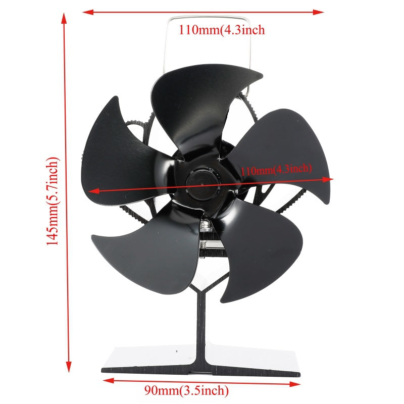 5 Blades Heat Powered Stove Fan For Wood Log Burn