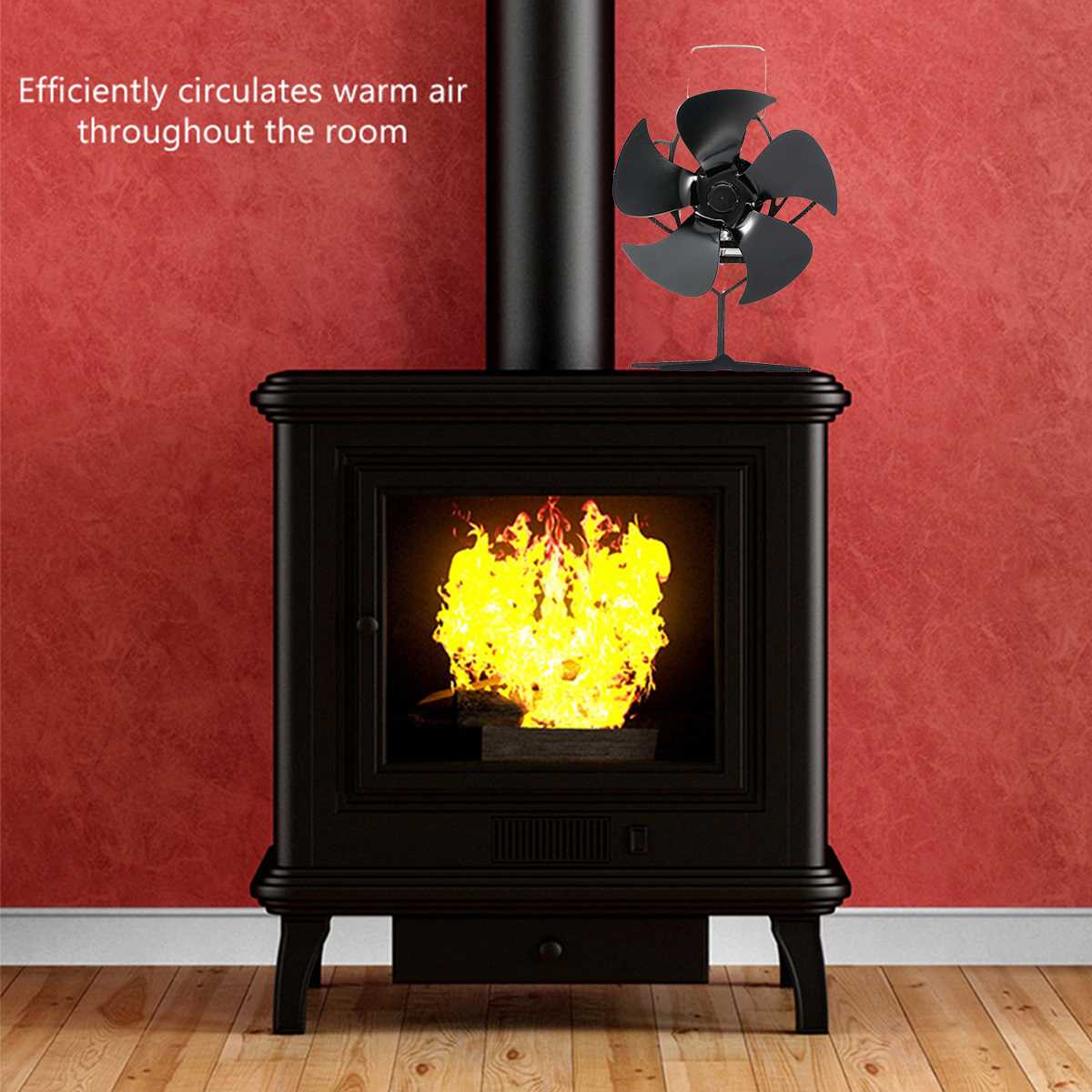 5 Blades Heat Powered Stove Fan For Wood Log Burn