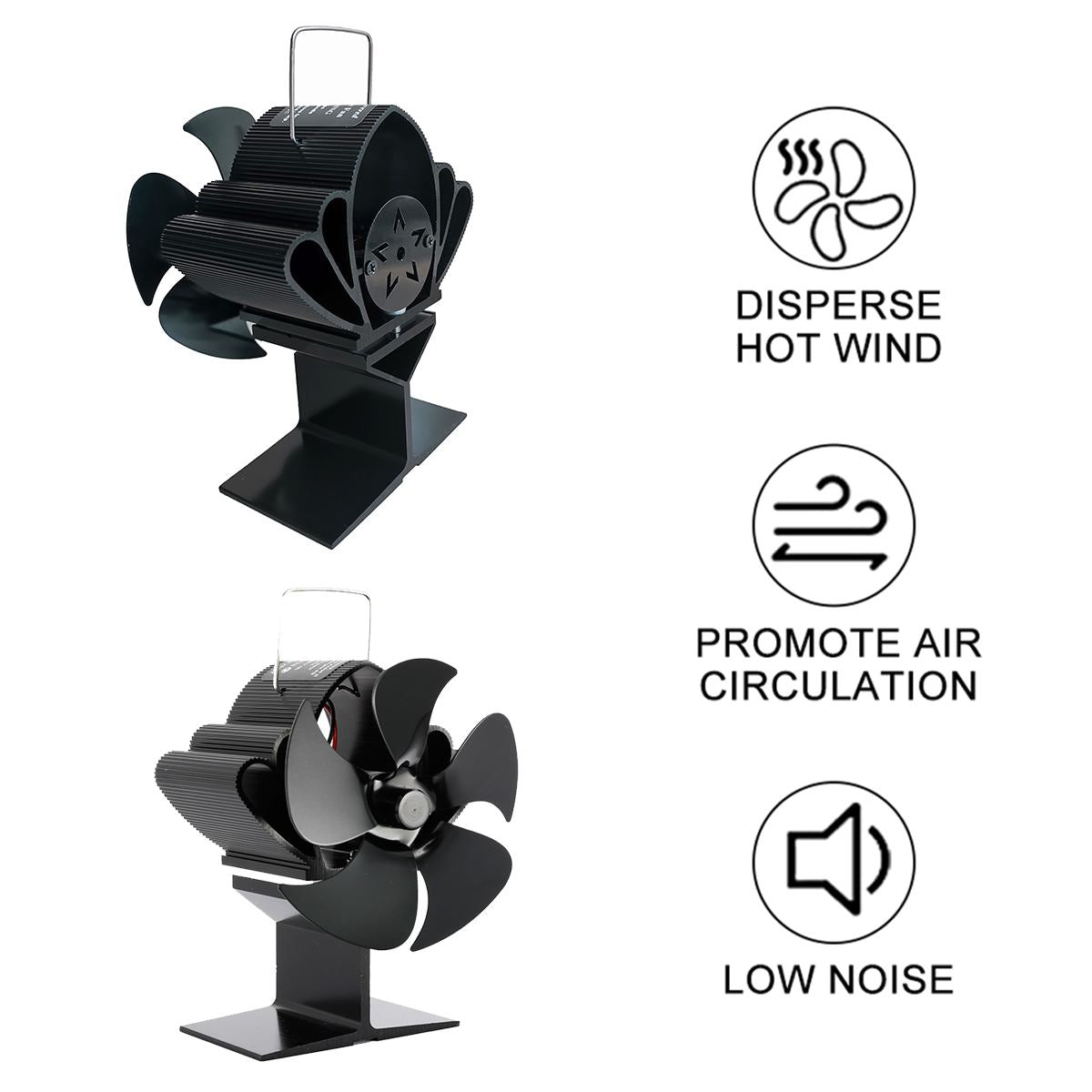 5 Blades Heat Powered Stove Fan For Wood Log Burn