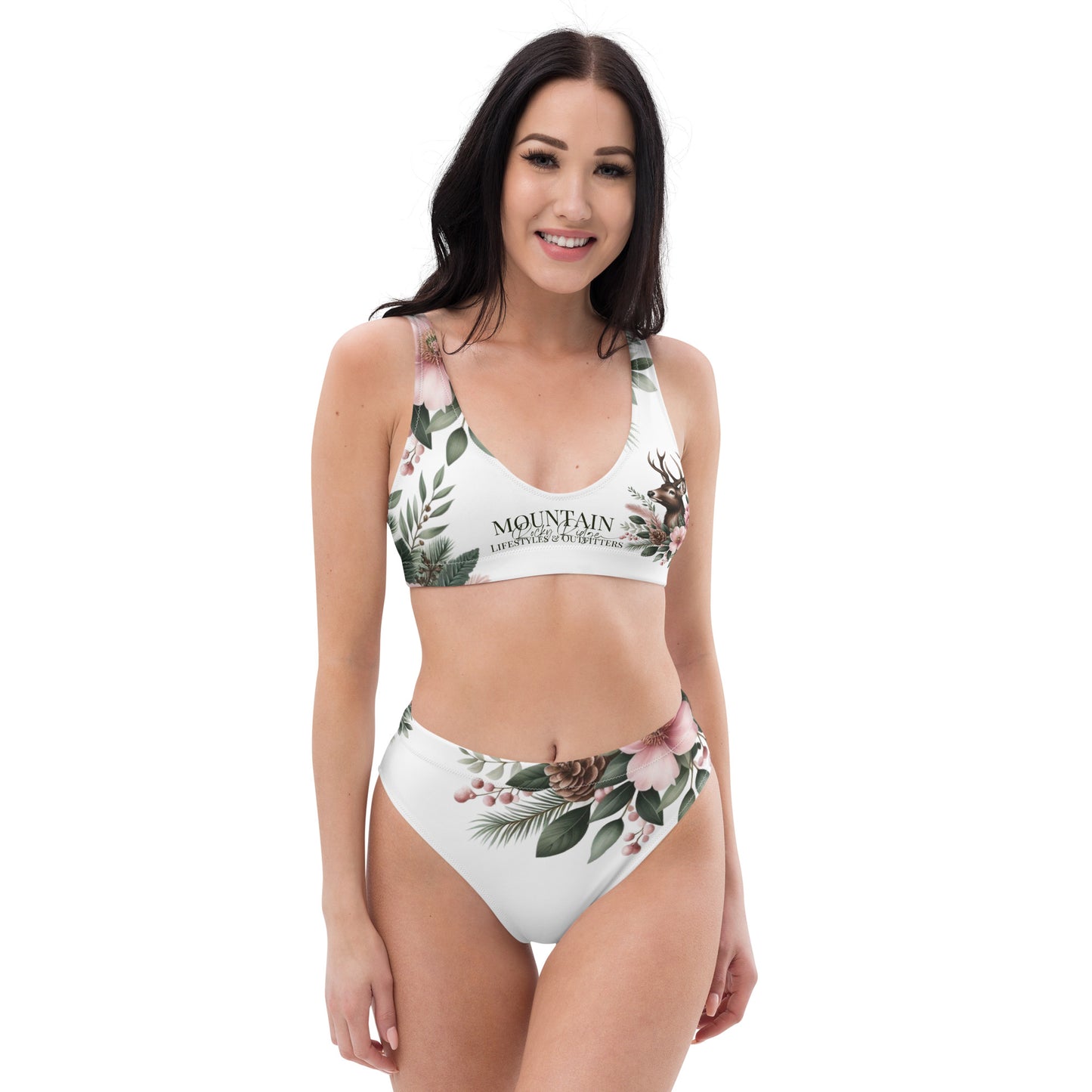 White Recycled high-waisted bikini