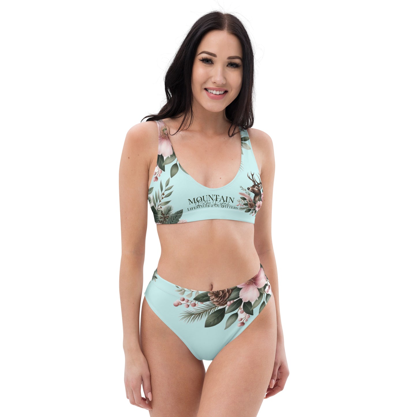 Sea Foam Blue Recycled high-waisted bikini