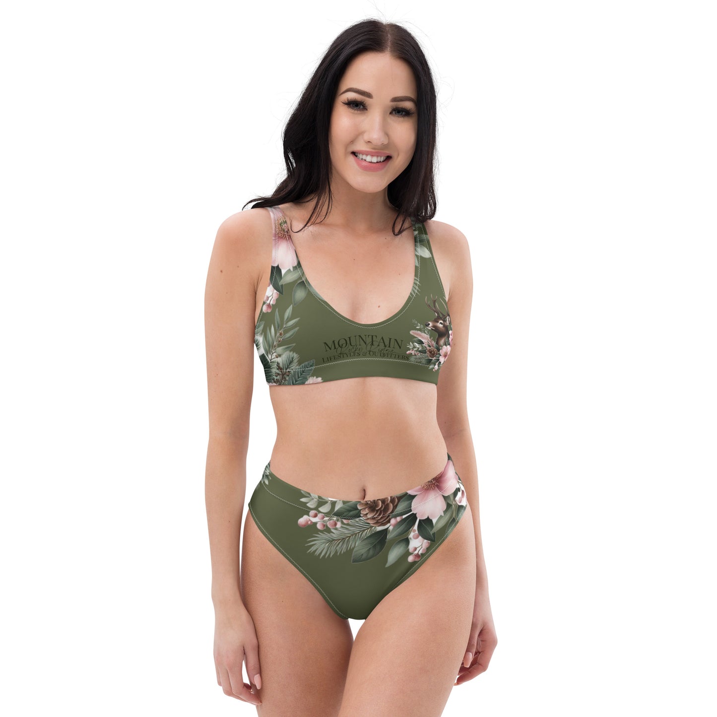 Deep Forest Green Recycled high-waisted bikini