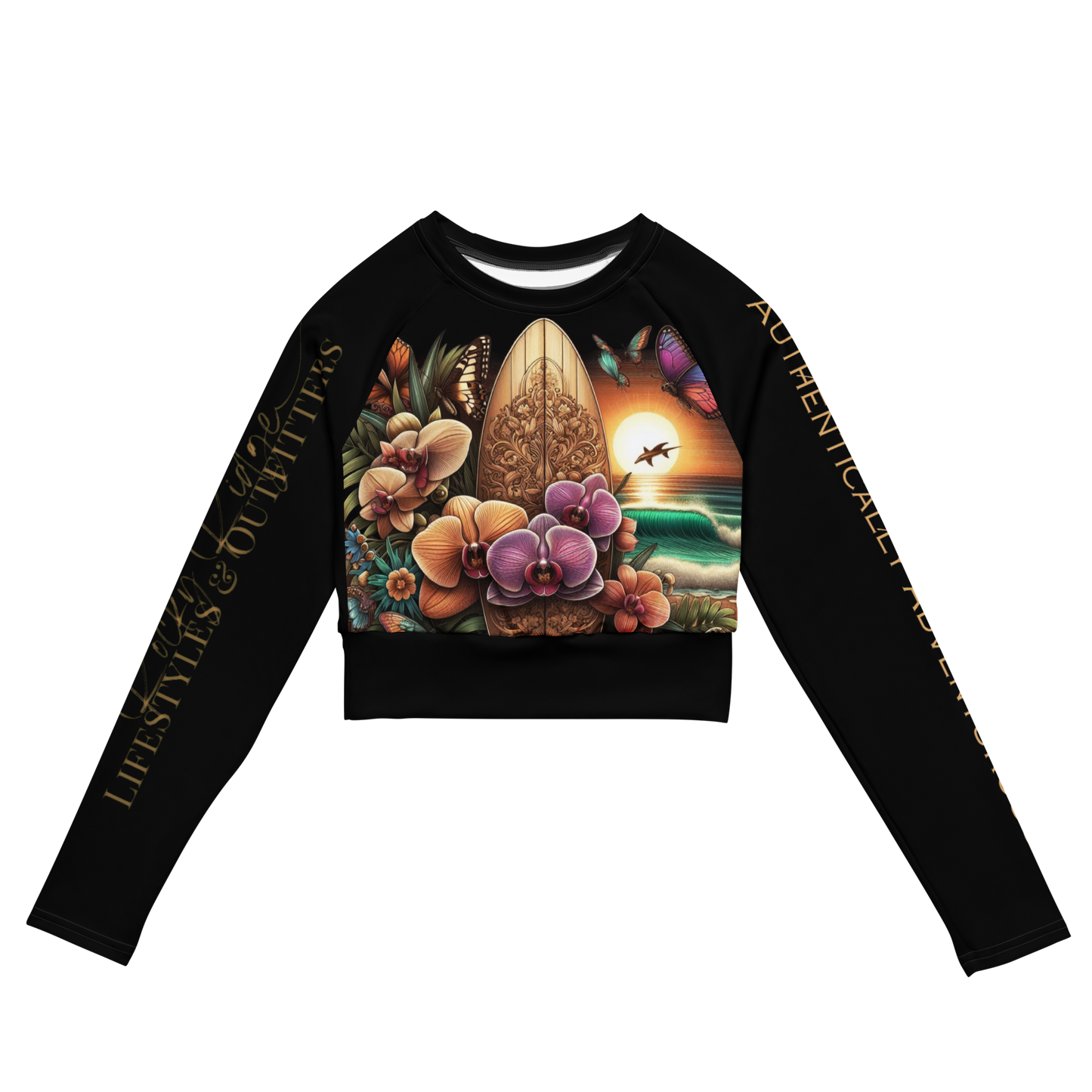 Recycled long-sleeve crop top