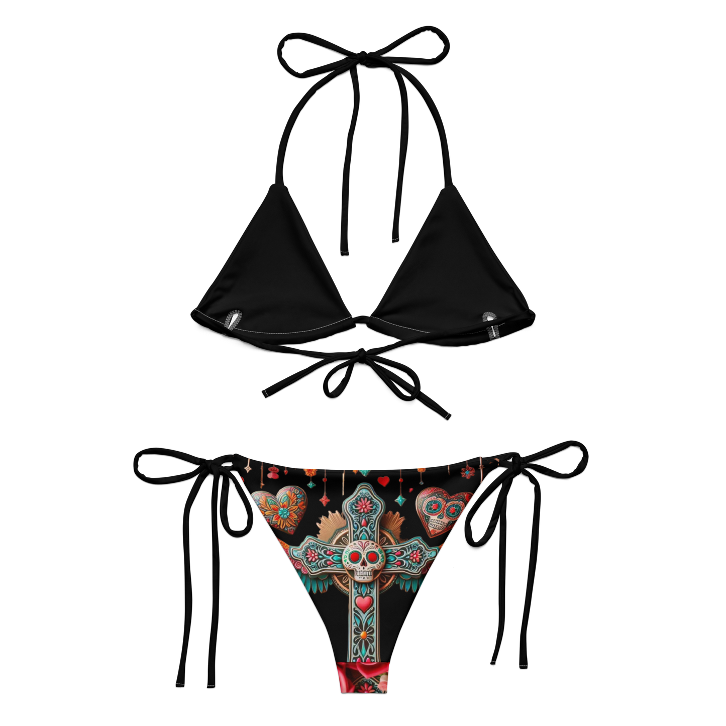 All-over print recycled string bikini