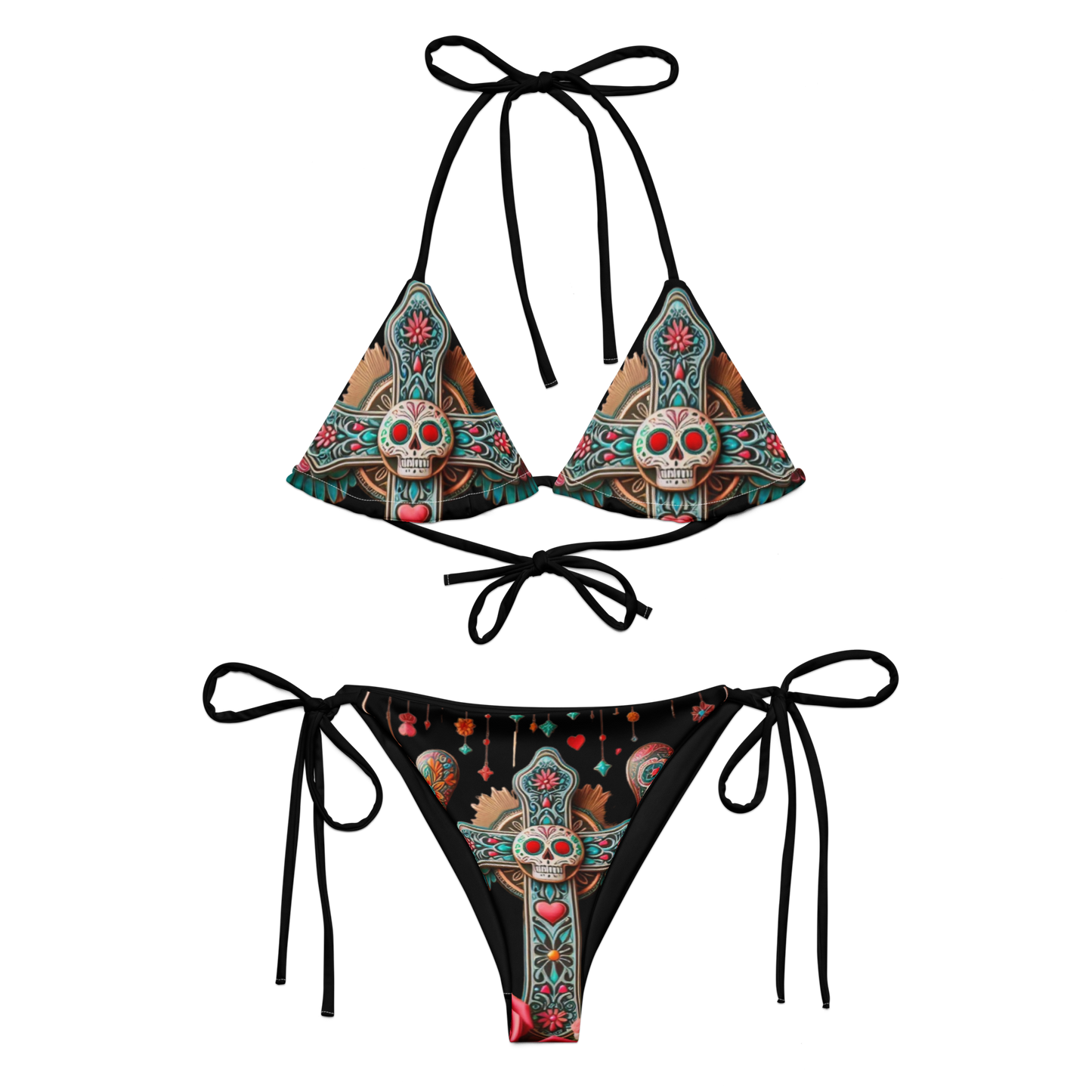 All-over print recycled string bikini