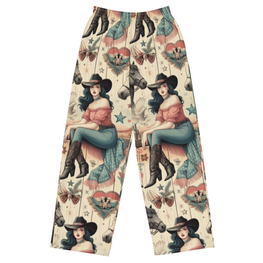 All-over print unisex wide-leg pants