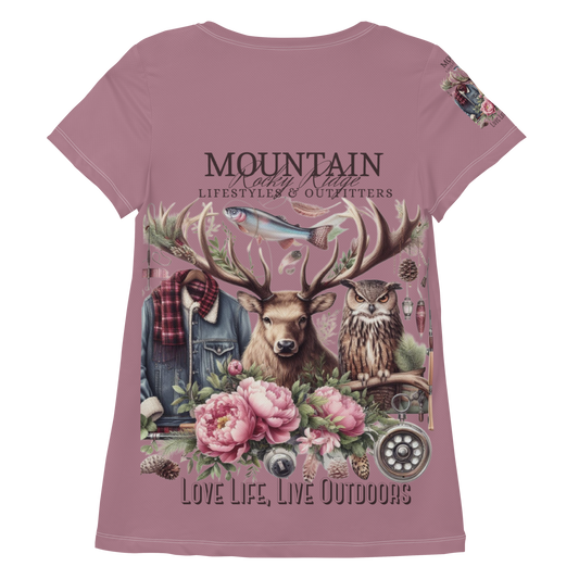 All-Over Print Women's Athletic T-shirt Exclusive Love Life Live Outdoors MRRL&O Print Designs