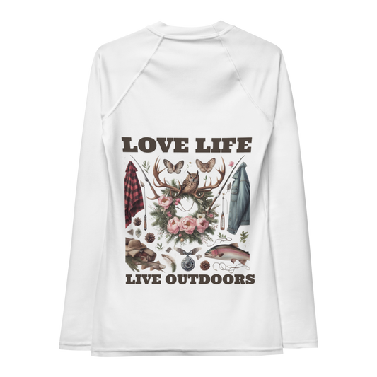 Women's Rash Guard  Exclusive Love Life Live Outdoors MRRL&O Print Designs