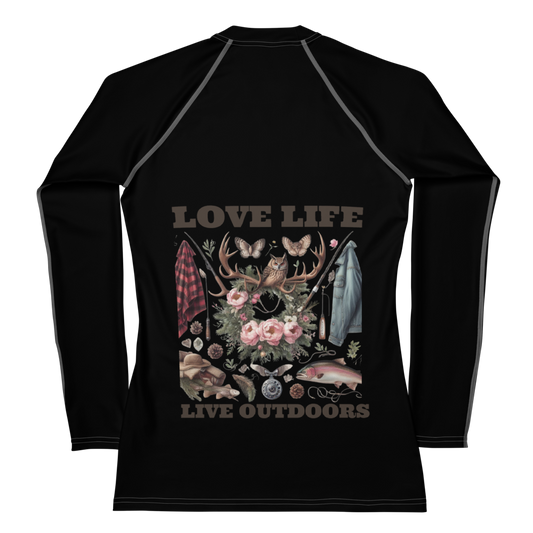 Women's Rash Guard  Exclusive Love Life Live Outdoors MRRL&O Print Designs