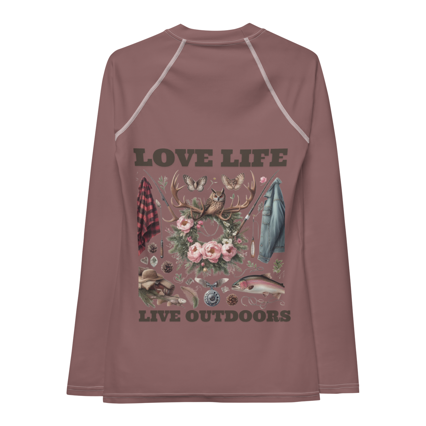 Women's Rash Guard Exclusive Love Life Live Outdoors MRRL&O Print Designs