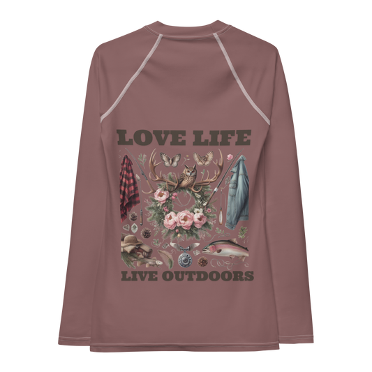 Women's Rash Guard Exclusive Love Life Live Outdoors MRRL&O Print Designs