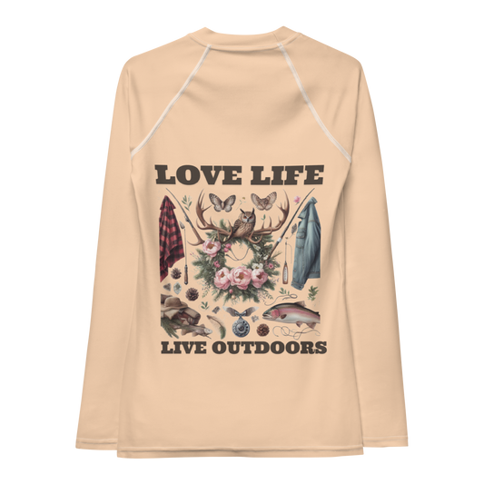 Women's Rash Guard  Exclusive Love Life Live Outdoors MRRL&O Print Designs