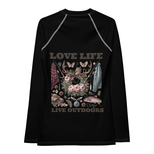 Women's Rash Guard  Exclusive Love Life Live Outdoors MRRL&O Print Designs