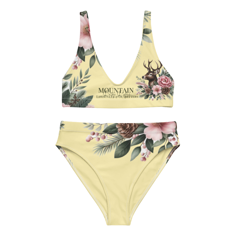 Pale Yellow Recycled high-waisted bikini