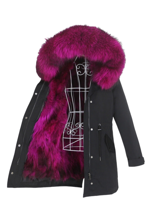 Winter Jacket Women Real Fur Coat Long Parka Natural